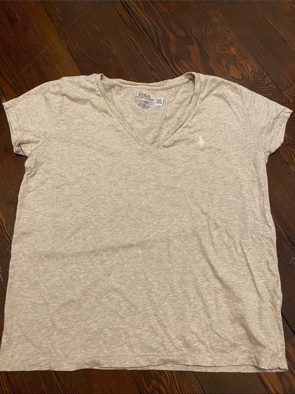 Polo by Ralph Lauren Women's V-Neck Tee in Heather Beige